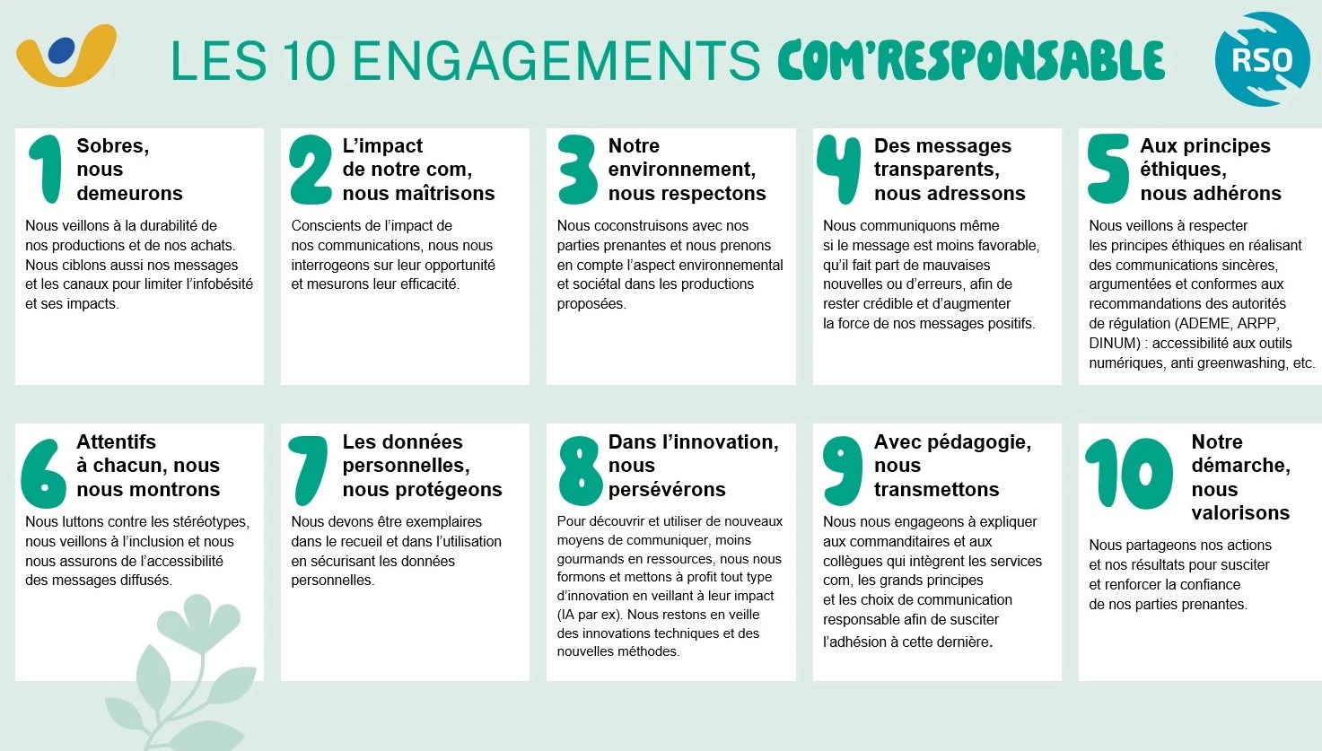 Les 10 engagements de la Com'responsable en images