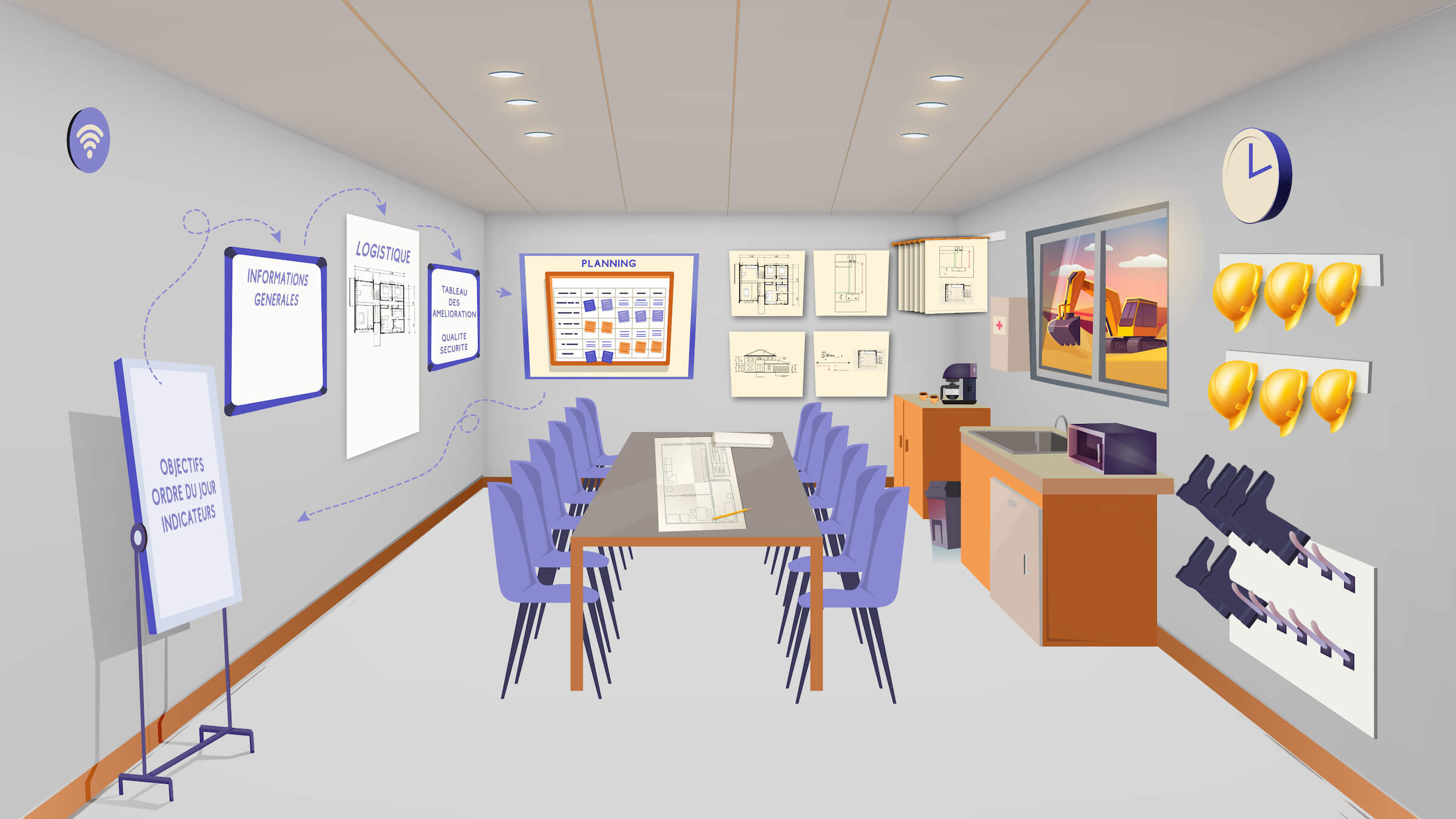 Illustration cabine de chantier